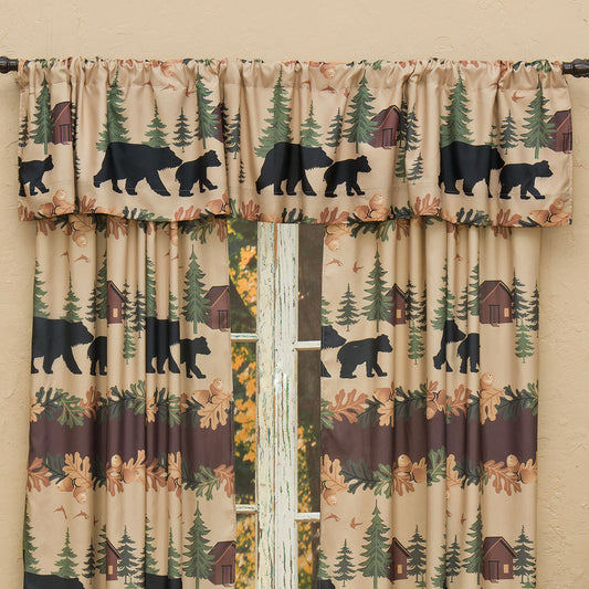 Cozy Cabin Bears Lined Valance