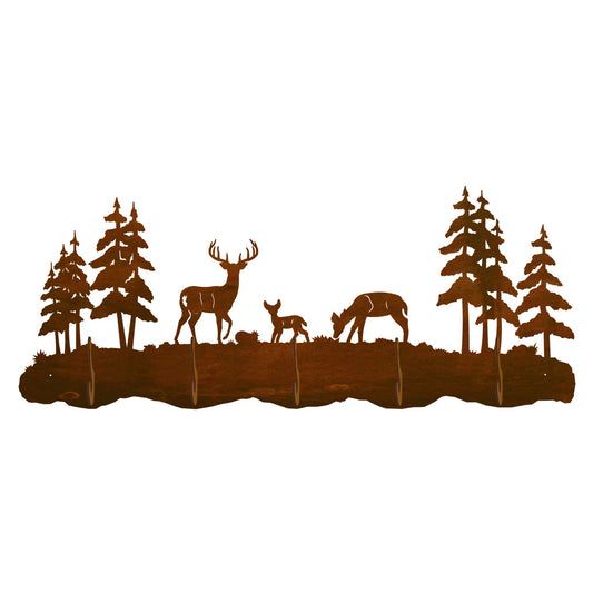 Deer Family Scenic 5 Hook Coat Rack