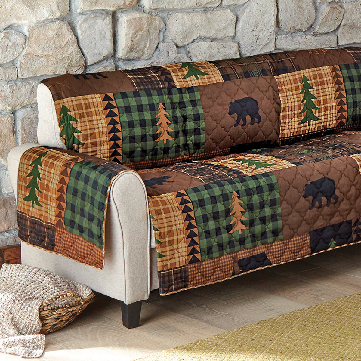 Black Bear & Pines Loveseat Cover
