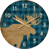 Blue Plaid Moose Wall Clock