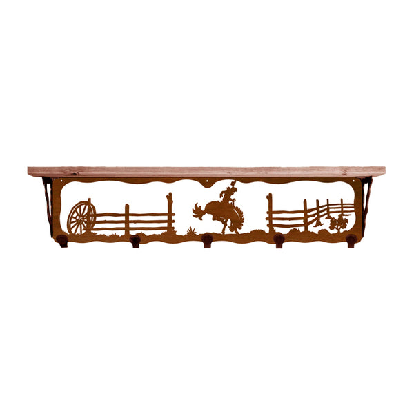 Bronc 34 Inch Pine Hook Shelf