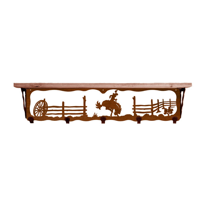 Bronc 34 Inch Pine Hook Shelf