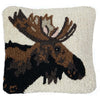 Moose Portrait Hooked Wool 14 x 14 Pillow