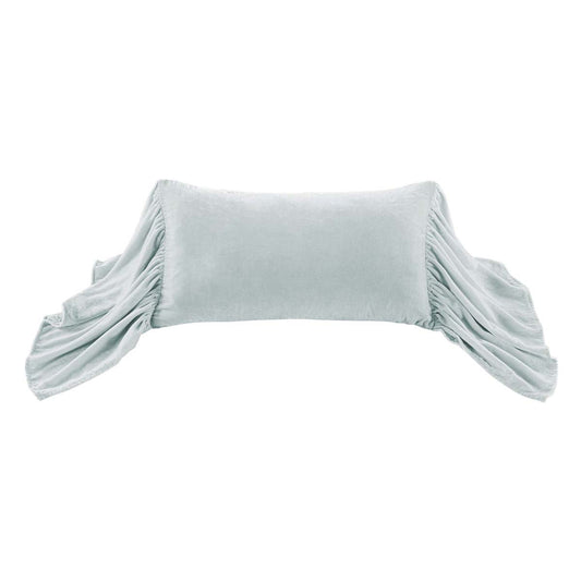 Blue Ice Velvet Long Ruffled Pillow