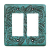 Turquoise Tooled Leather Double Rocker Cover - SALE