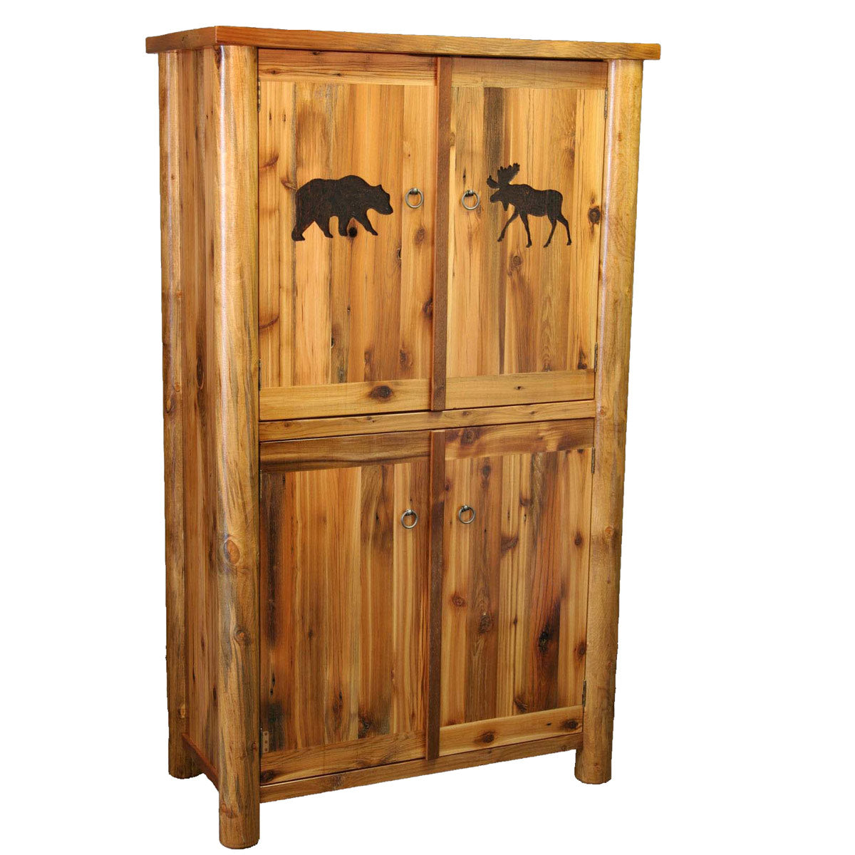 Barnwood Round Leg 4 Door Armoire