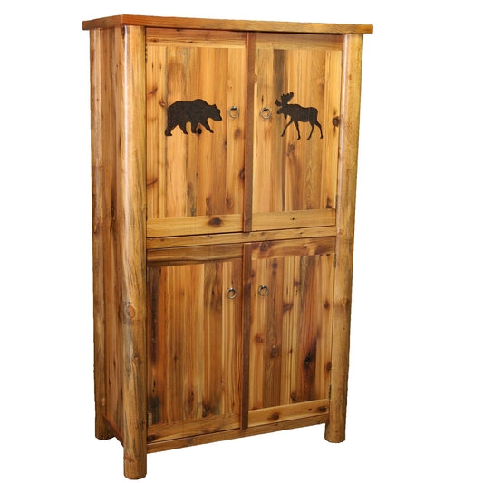 Barnwood Round Leg 4 Door Armoire