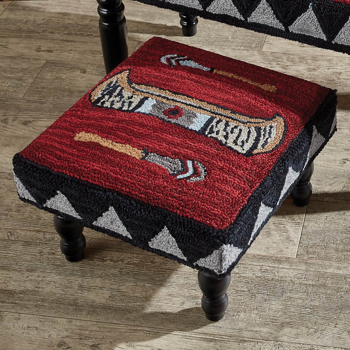 Canoe Trip Hooked Wool Stool - OVERSTOCK