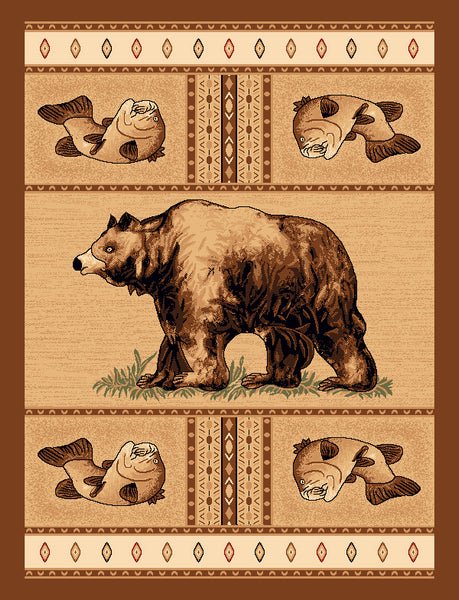 Bear & Jumping Fish Rug - 4 x 5