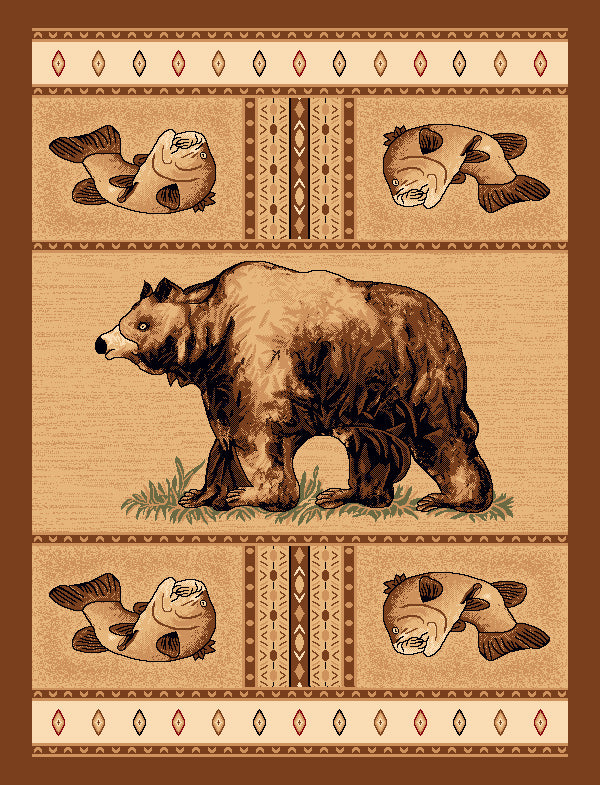 Bear & Jumping Fish Rug - 4 x 5