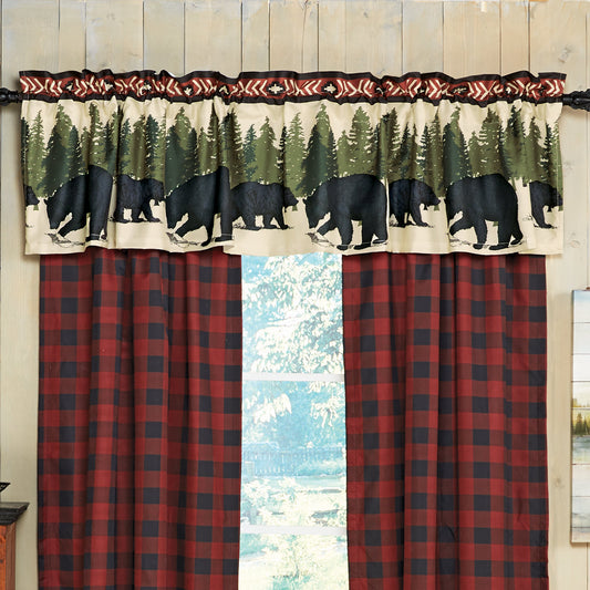 Arrowhead Plaid Bear Lined Valance - CLEARANCE