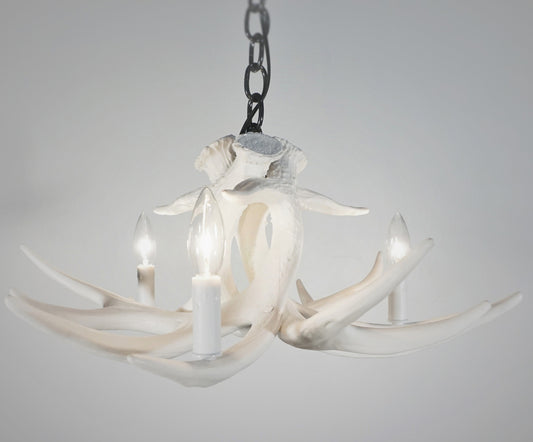 Whitetail Deer 3 Antler Cascade White Chandelier