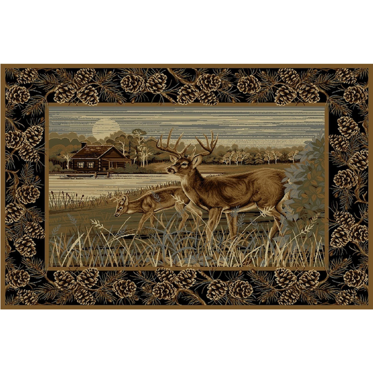 Lake Cabin Deer Rug - 2 x 7