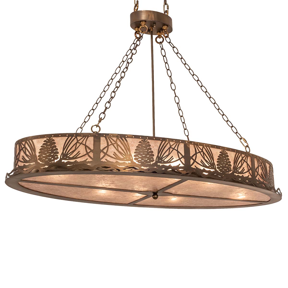 Small Inverted Light Primitive Pine Oval Inverted Pendant Light | Black Forest Decor
