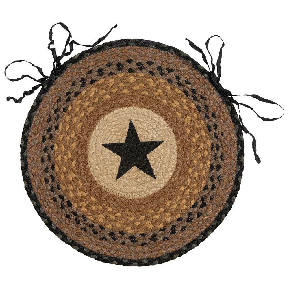 Black Star Braided Jute Chair Pad - Set of 2
