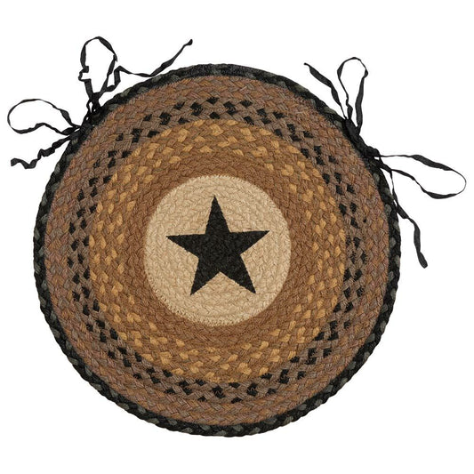 Black Star Braided Jute Chair Pad - Set of 2