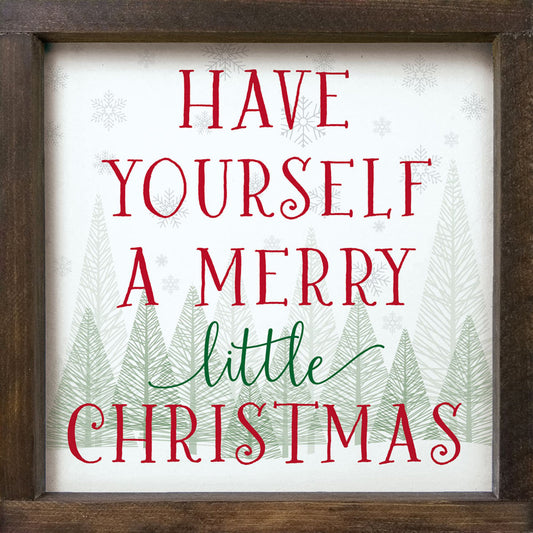 Merry Christmas Forest Wood Sign