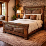 Stockade Solid Wood & Cowhide Bed - Queen