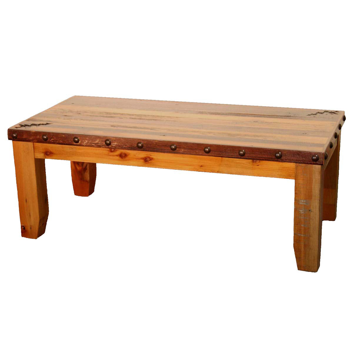 Barnwood Straight Leg Bench with Nailheads - 60 Inch