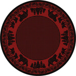 Big Sky Bear Family Red Rug - 8 Ft. Round