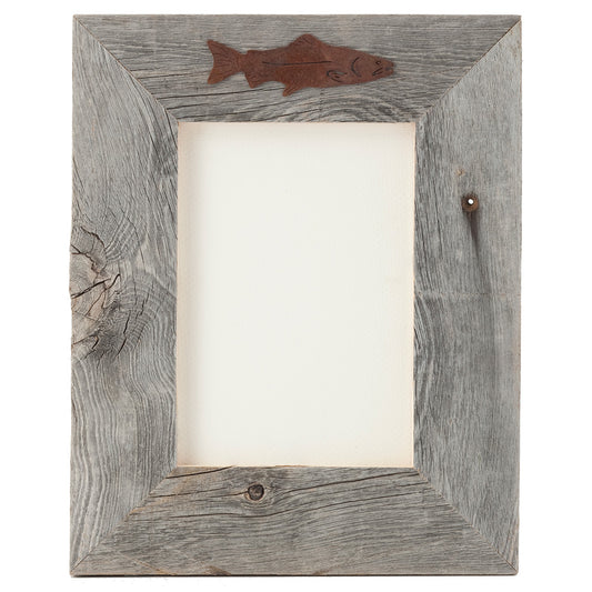 Aged Barnwood & Rust Fish 4 x 6 Frame