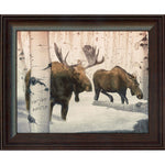 Birch Winter Moose Couple Personalized Framed Print