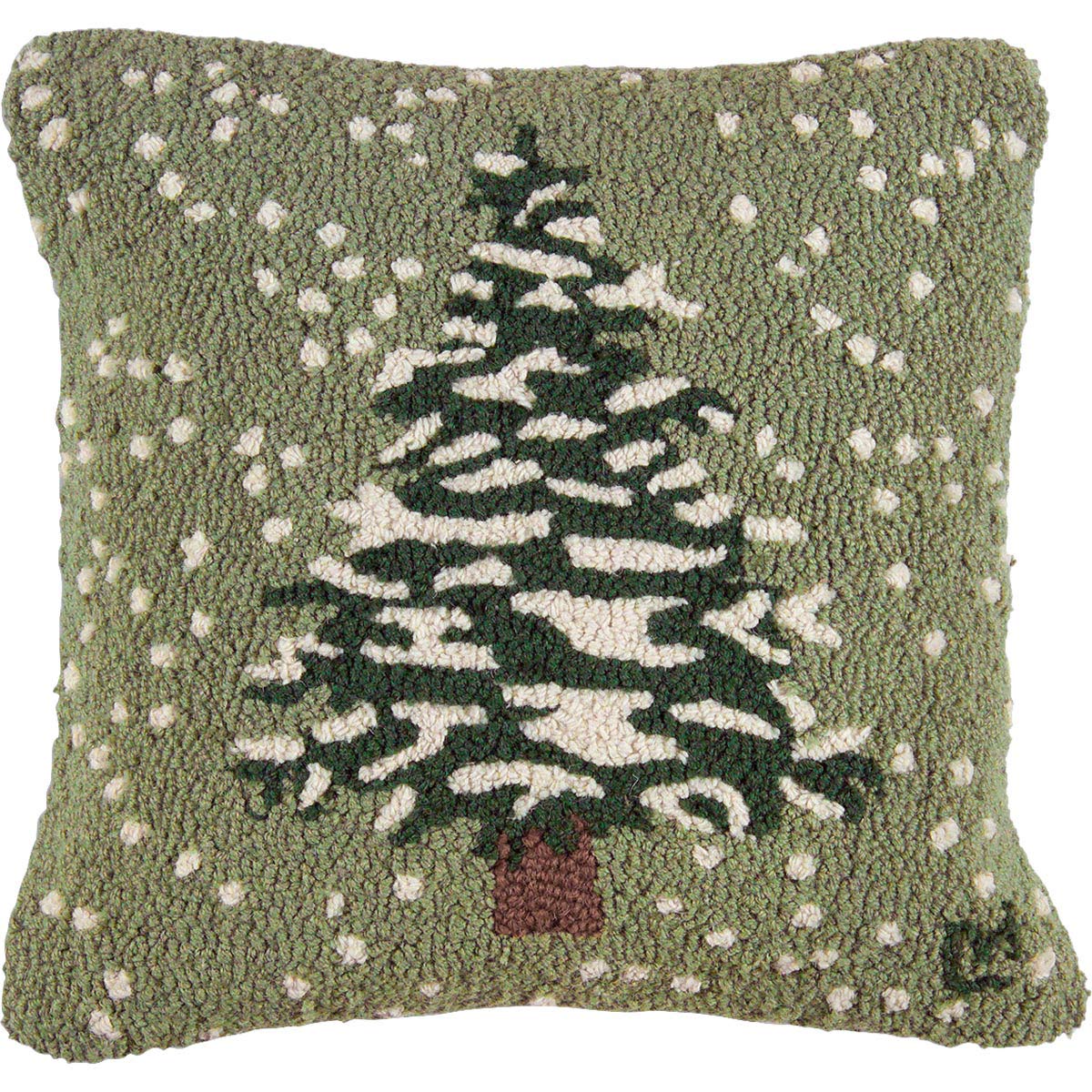 Snowy Tree Hooked Wool Pillow