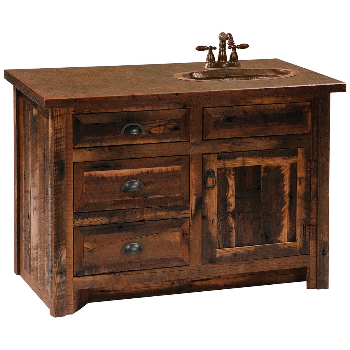 Barnwood 3 Foot Vanity with Barnwood Legs - Sink Right
