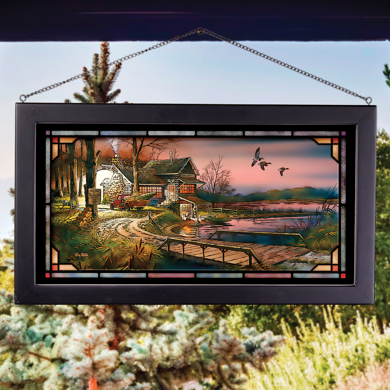Sunset Cabin Stained Glass Art - SALE