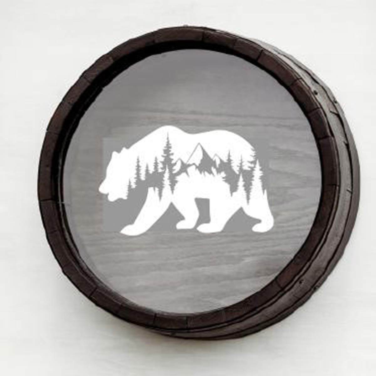 Wine Barrel Cork Holder - Bear Scene
