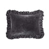 Azure Gray Velvet Ruffled Oblong Pillow