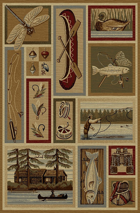 Fly Fishing Collage Rug - 4 x 6