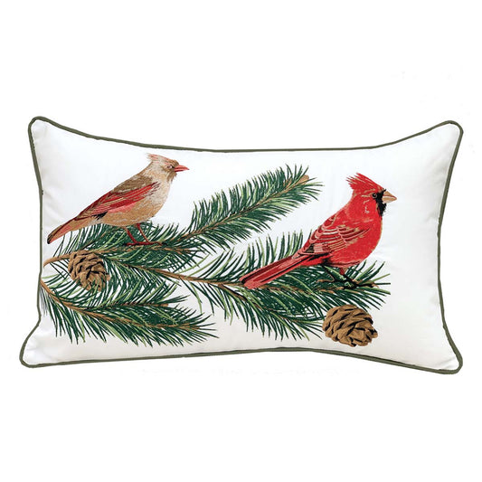 Cardinal Couple Indoor/Outdoor White Pillow