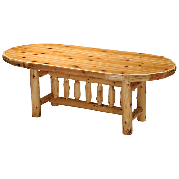 Cedar Log Standard Finish Oval Dining Table - 6 Foot