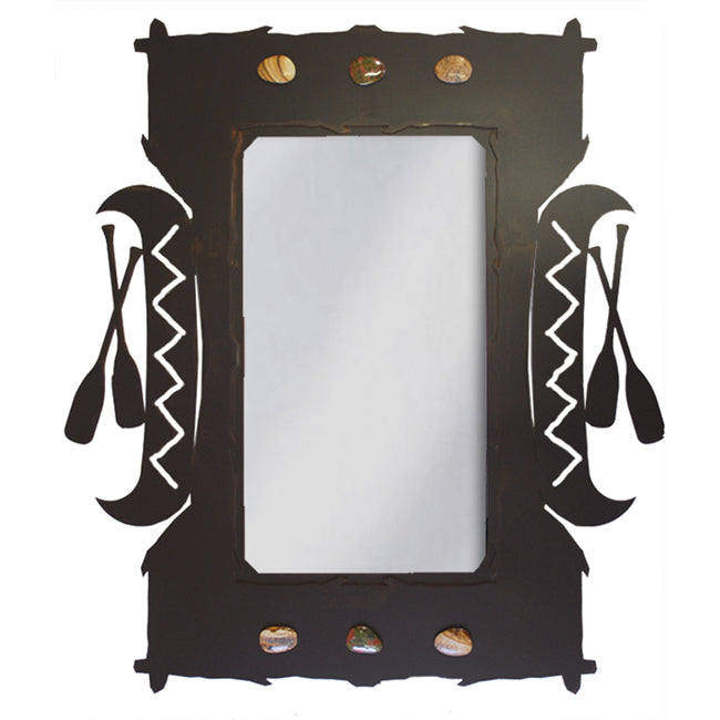 Canoe and Paddles Metal Art Mirror