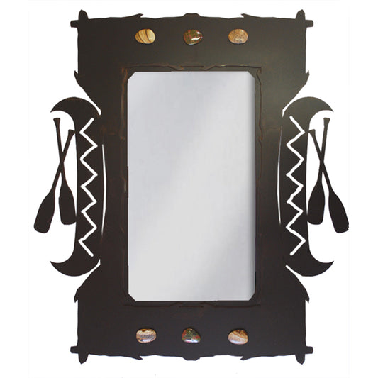 Canoe and Paddles Metal Art Mirror