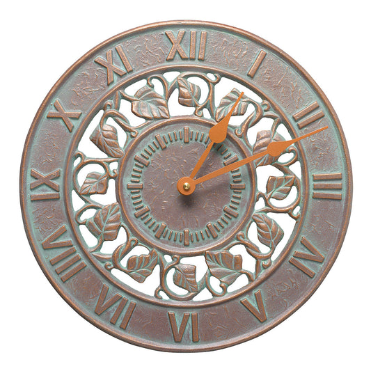 Ivy Indoor/Outdoor Wall Clock - Copper Verdigris