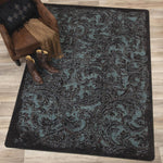 Turquoise Scroll Tooled Rug - 5 x 8