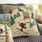 Ski Lift Hooked Wool Pillow