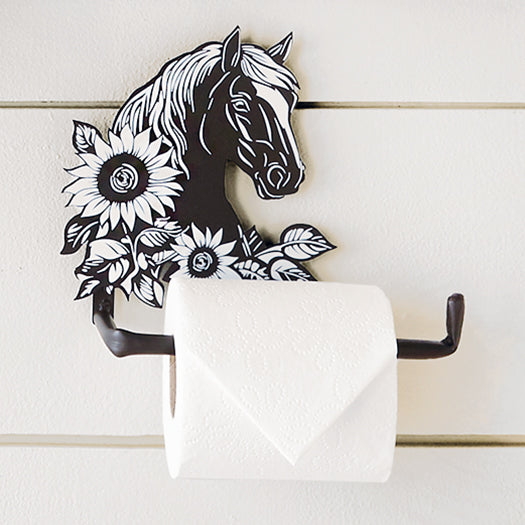 Floral Horse Metal Toilet Paper Holder