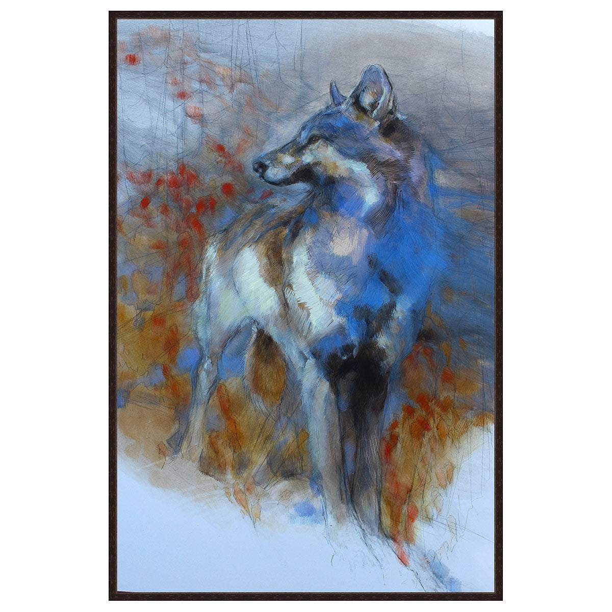 Fading Wolf Framed Canvas