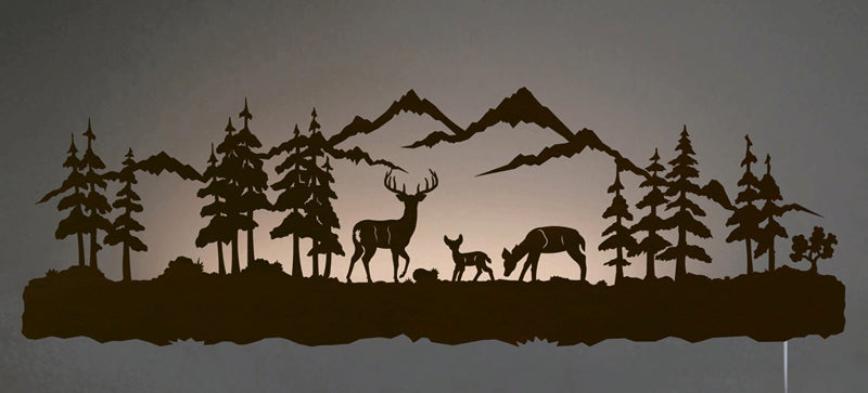 Deer Family Back Lit Wall Art