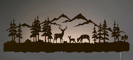 Deer Family Back Lit Wall Art