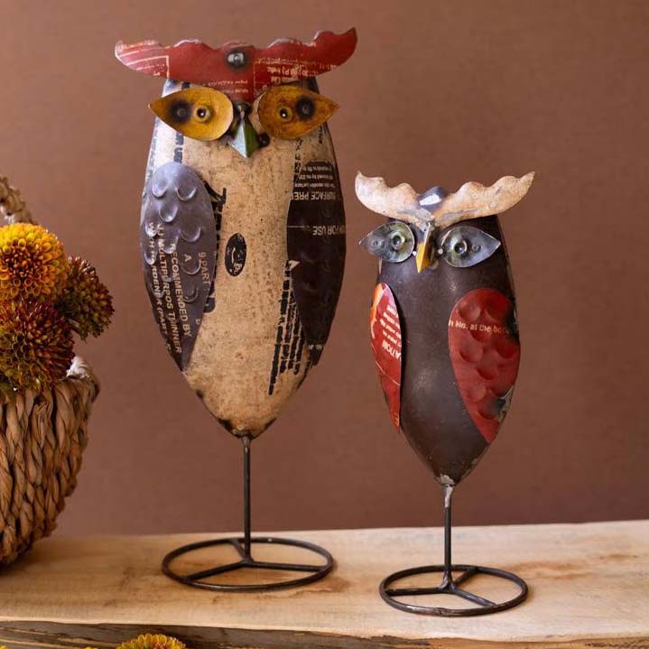 Recycled Metal Owls - Set of 2 - OUT OF STOCK UNTIL 07/22/2026