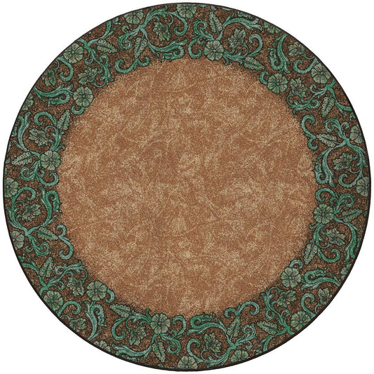 Tooled Turquoise Rug - 8 Ft. Round - OVERSTOCK