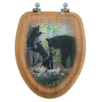 Bear Family Wood Toilet Seat - Elongated