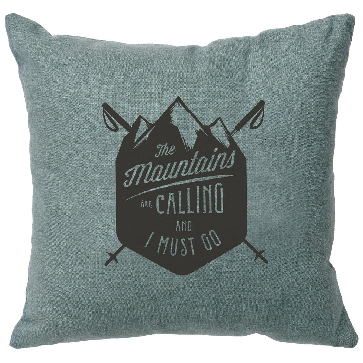 Mountains are Calling Linen Pillow - Ocean