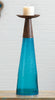 Reversible Candle Holder / Vase with Crackled Turquoise Glass and Candle - Large