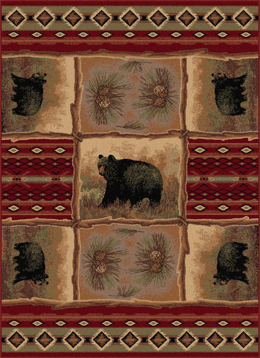 Nature Bear and Pinecone Rug - 5 x 8