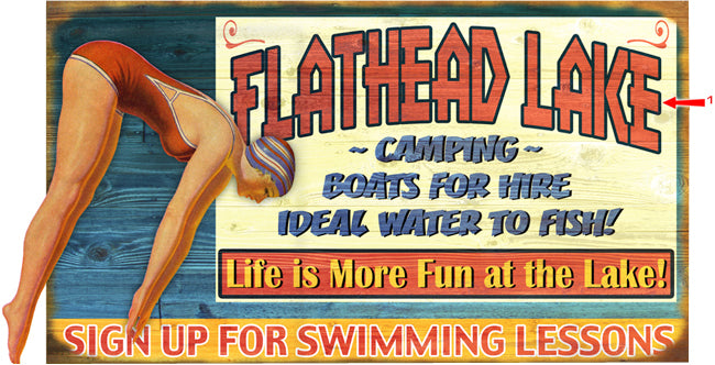 Camping, Boats, Swimming Lessons Sign